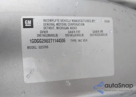 2007 GMC Savana Work Van z USA, uszkodzony, nr VIN 1GDGG29U271144306